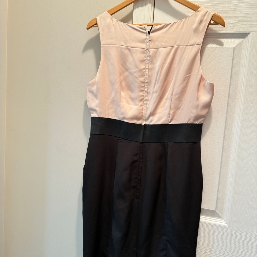 H&M Pink and Black Sheath Midi Dress with Bateau Neckline